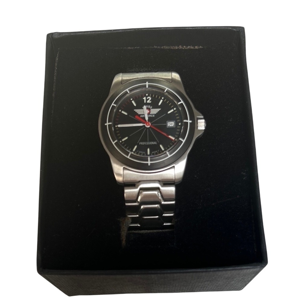 Swiss Air Force Professional Watch Black Dial Stainless Steel GBP OA 239 9 G 250
